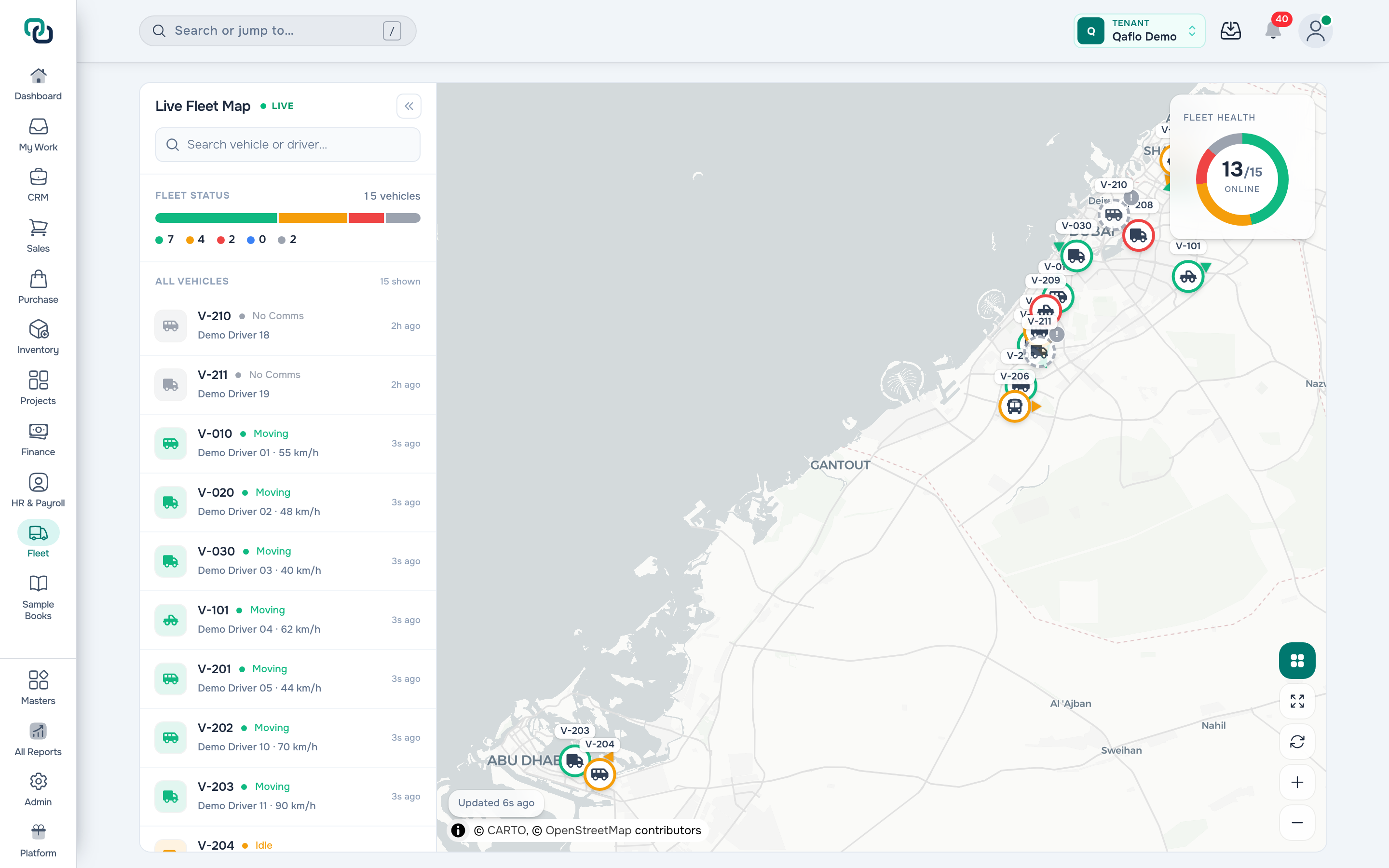 The Qaflo live fleet map